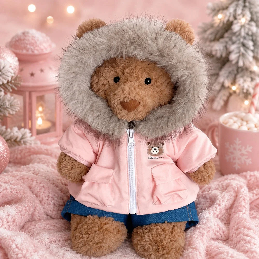 Pink Hooded Puffer Jacket for Bartholomew Bear Plush – 16 Inch [BXYC-42-16IN]